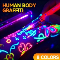 Marqueur liquide UV direct lavable non effaçable, peinture corporelle fluorescente pour festival de musique électronique, peinture sur peau