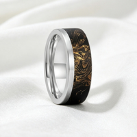 Nouvelle Arrivée Bague en Carbure de Tungstène et Fibre de Carbone Plaqué Argent 8mm Coupe Plate pour Mariage ou Anniversaire Homme Femme Confort Optimal