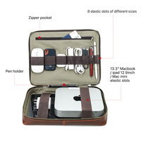 Housse en cuir véritable 13 pouces pour MacBook Mac Mini Travel Laptop Case 12.9 iPad Sleeve PC Accessories Storage Bag