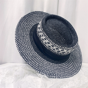 Phụ nữ bạc hà màu xanh lá cây phẳng hàng đầu rơm mặt trời Mũ rộng vành mũ ngoài trời cho bên bờ biển bên bãi biển bình thường du lịch hàng ngày vật liệu giấy - Product Image 2