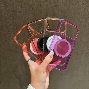 Funda magnética transparente con soporte de brújula para iPhone 17 Air 16 Pro 15 Max, carcasa trasera con anillo y soporte colorido - Product Image 2