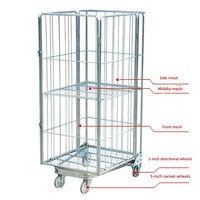 Chariot industriel en métal avec roues, conteneur de stockage robuste pour entrepôt, pour le transport logistique