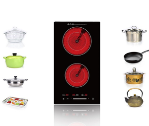 Table de cuisson encastrable à deux brûleurs doubles, en céramique, avec commande tactile par capteur, verrouillage de sécurité enfant, minuteur, pour - Product Image 1