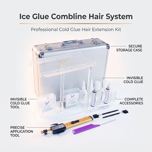 Sistema de <span class=keywords><strong>Extensiones</strong></span> de Cabello con Pegamento Frío, Kit Profesional con Aplicador de Peine 10D para Estilistas de Salón - Product Image 1