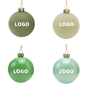 <span class=keywords><strong>Palline</strong></span> di Natale Lussuose in Vetro Decorate con Tessuto <span class=keywords><strong>Verde</strong></span> e Stampa Logo Personalizzata - Product Image 2