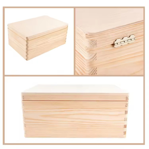 Coffret à souvenirs en <span class=keywords><strong>bois</strong></span>, simple, non peint, boîte cadeau pour outils, jouets, chaussures, artisanat, vêtements, bijoux, grande boîte de rangement en <span class=keywords><strong>bois</strong></span> avec couvercle à charnières - Product Image 4