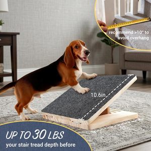 Rampa Ajustable de Madera para Mascotas, Perros y Gatos, Escaleras Plegables Antideslizantes, <span class=keywords><strong>Escalera</strong></span> para Perros para Sofá, Ideal para Razas Pequeñas y Medianas - Product Image 2