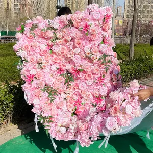 Dinding Bunga Pesta Pernikahan Kustom Latar Belakang Persegi Bunga Buatan Berkualitas Tinggi