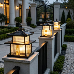 Nueva Lámpara Solar de Estilo Chino, Lámpara de Poste LED Impermeable para Exteriores, para Jardín, Patio y Villa - Product Image 5