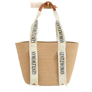 Woven Tote <b>Bag</b> Large Capacity Summer <b>Beach</b> <b>Bag</b> Casual Straw Handbag For <b>Women</b> Khaki Beige Black Minimalist Style - Product Image 5