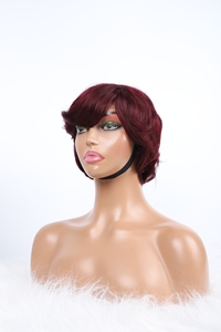 Vente en gros Perruques cheveux humains courts bouclés sans colle de haute qualité coupe Pixie pour femmes noires cheveux indiens bruts - Product Image 5