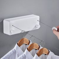 Support mural rétractable pour corde à linge en fil d'acier, séchoir à vêtements en métal robuste à double ligne flexible
