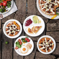 Assiettes jetables en bagasse 100 % biodégradables, robustes, écologiques, compatibles micro-ondes, pour événements et traiteurs