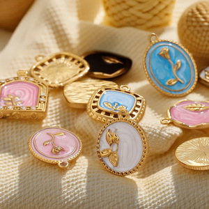 Dijes de Acero Inoxidable con Baño de Oro PVD de 18K, Esmaltados, con Diseño de Rosa y Rama de Olivo, para Fabricación de Joyería DIY |   Impermeable e Hipoalergénico - Product Image 5