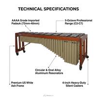 Marimba 5 Octaves C2-C7 Handmade Ergonomic Padauk Bars Solid Wood Frame