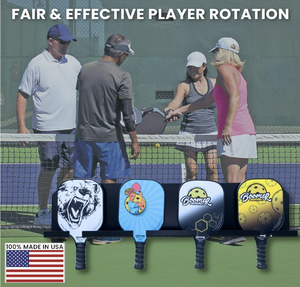 Wall Mount Wood Double <strong>Tier</strong> Pickleball Paddle Rack <strong>Stand</strong> with <strong>2</strong> Paddle Display Holder for Badminton and Table Tennis - Product Image 4