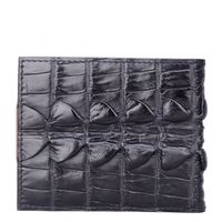Dompet Pendek Lipat Dua Kulit Buaya Asli Berkualitas Tinggi untuk Pria, Desain Khusus, Mewah, dan Tahan Lama, dengan Banyak Slot Kartu