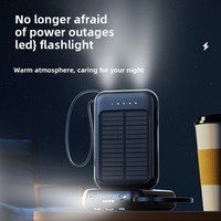 Chargeur portable solaire en plastique 20 000 mAh avec câble intégré, logo personnalisable, sortie 10W, idéal pour les cadeaux - Vente en gros transfrontalière