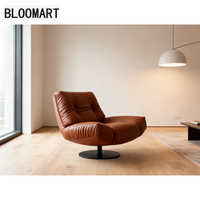 Chaise pivotante de loisir rétro personnalisée extrêmement simple Fauteuil monoplace à dossier souple en cuir Chaise de réception de bureau d'hôtel