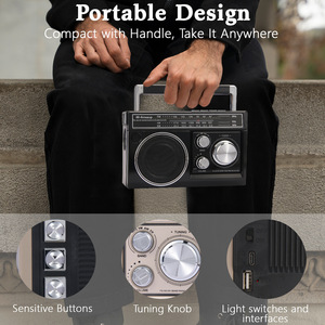 วิทยุฉุกเฉินพลังงานแสงอาทิตย์แบบย้อนยุค AM FM SW WB แบบพกพาพร้อมไดนาโมมือหมุน ช่องเสียบ TF บลูทูธ ไฟฉาย LED ลำโพง พาวเวอร์แบงค์ <span class=keywords><strong>SOS</strong></span> อุปกรณ์เอาตัวรอดกลางแจ้ง - Product Image 5