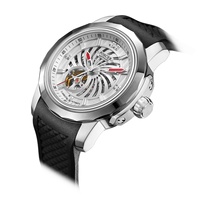 Montre-bracelet automatique squelette en acier inoxydable pour homme, montre mécanique sportive avec design de moyeu de roue de voiture