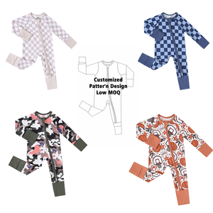 Conjuntos de <span class=keywords><strong>Ropa</strong></span> para Bebés Recién Nacidos de Fibra de Bambú, Diseño Personalizado a Cuadros y Rayas, Ecológicos, Transpirables, Diseño Gratuito, Muestra Gratuita, Pijamas de Bambú para Niños - Product Image 1