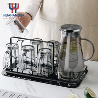 Carafe/Pichet en verre borosilicate de haute qualité de 1,8 litre (60 onces) avec logo personnalisé, pour eau chaude/froide, et bouilloires/théières en acier inoxydable