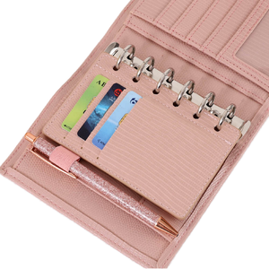 A7リザードレザーダッシュボードフライリーフ、両面カードポケットと6リングA7リングレザーバインダー用の弾性ペンループ付き - Product Image 1