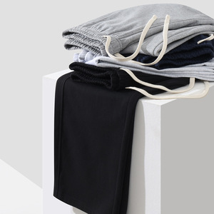 Pantalon de survêtement droit en molleton de coton pour homme, coupe décontractée, automne, noir, gris, bleu marine, gris flocon de neige, micro-élasticité - Product Image 2
