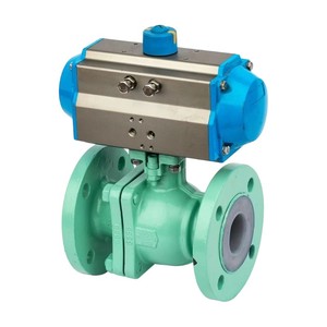 Válvula de bola de acero al carbono con revestimiento de flúor, conexión bridada, sellado de PTFE, temperatura normal, neumática, OEM, precio original, superventas - Product Image 2