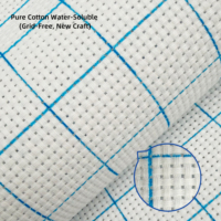 Tissu Aida 14 mailles respirant blanc 150 cm de large, toile de broderie en coton, grille soluble dans l'eau, technique non-tissée, brodé