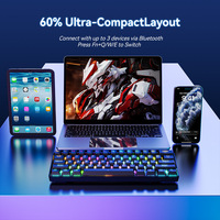 Hot Swap 68 Keys Wired RGB Mechanical Keyboard Blue Switch 3-Mode 61 Keys Portable Gaming Keyboard for Esports Games Keyboard