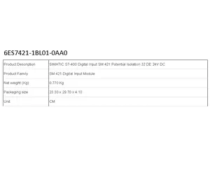 Brand New 6ES7421-1BL01-0AA0 | PLC MODULE | NEW ORIGINAL | GERMANY | S7-400 Digital Input SM 421 Potential Isolation 32 DE 24V