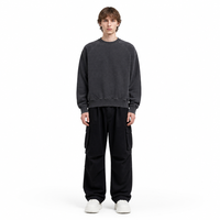 Sweat-shirt à col rond en tissu CVC, coupe ample et oversize pour homme, pull en molleton, fournisseur en gros de streetwear