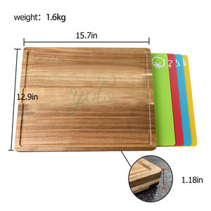 Set of Easy-to-Clean Bamboo Wood <b>Cutting</b> Chopping Board 4 Color-Coded Flexible <b>Cutting</b> <b>Mats</b> Rectangle Kitchenware for Home Use - Product Image 5