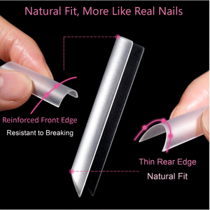 Boîte de 240 capsules d'ongles en gel souple transparent mat, longues, demi-couverture, style <span class=keywords><strong>French</strong></span>, sans besoin de lime, pour la création et l'extension d'ongles - Product Image 2