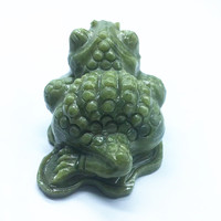 Feng Shui Jade vert trois jambes grenouille de richesse ou argent Toad Statue tableau de bord de voiture décoration