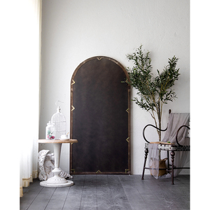 <span class=keywords><strong>Espejo</strong></span> de Pared con Marco de Madera Blanca Envejecida, Estilo Rústico Vintage, con Vidrio Arqueado - Product Image 3
