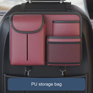 Sac de rangement pour siège arrière de voiture en cuir PU de qualité supérieure avec porte-mouchoirs, grande capacité, organisateur de siège arrière pour l'intérieur du véhicule - Product Image 5