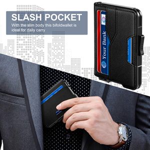 Carteira Minimalista de Couro Genuíno para Homens, Luxuosa e Slim, Porta-Cartões com Bloqueio RFID e Design de Múltiplos Compartimentos, Carteira POP-up - Product Image 4