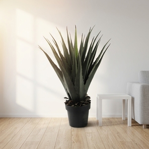 Planta Artificial de <span class=keywords><strong>Agave</strong></span> con Púas de Plástico de 80 cm, para Interiores y Exteriores, 26 Hojas, 10 Años de Duración, Ecológica, Pequeña, para Suelo - Product Image 1