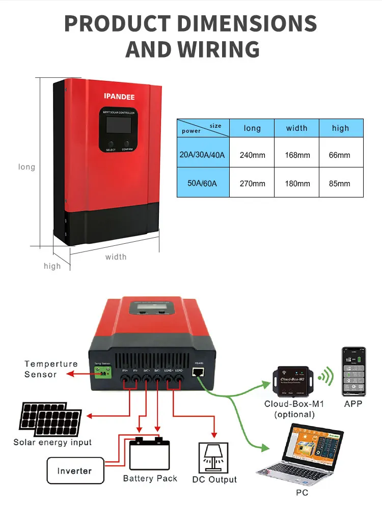 bateria solar controlador de carga com wifi app módulo bluetooth
