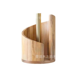 Wooden <b>Kitchen</b> <b>Paper</b> Towel Holder Round Brown Solid Wood Minimalist Design Eco Friendly Desktop Organizer - Product Image 2