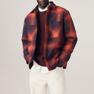 Veste à <span class=keywords><strong>carreaux</strong></span> boutonnée surdimensionnée pour homme, de qualité supérieure, avec logo personnalisé, pour l'hiver, marque privée OEM - Product Image 1