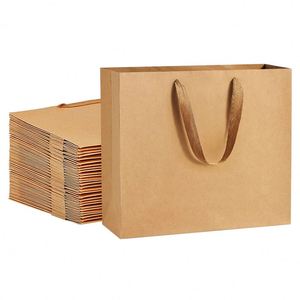 Customizable Handmade Sustainable Luxury Kraft Paperboard Bag Recycled Materials for Small Business Restaurant Take-Away Food - Product Image 1