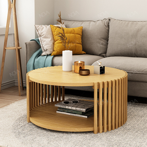 Nouvelle série <span class=keywords><strong>Luka</strong></span> Table basse ronde en bois massif de Style moderne pour la maison meubles de salon loisirs étagère d'extrémité centrale - Product Image 1