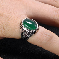 Bagues pour hommes en pierre naturelle rouge et verte, bijoux en argent 925, bagues turques