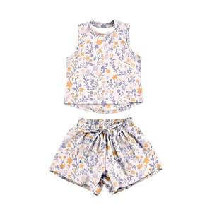 Précommande : Ensemble d'été pour bébés filles – T-shirt sans manches à fleurs et short élastique papillon – Tenue de sport/yoga pour enfants – <span class=keywords><strong>Cadeau</strong></span> idéal - Product Image 6