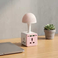 Prise de courant universelle à 3 prises avec 2 ports USB-A et 2 ports USB-C 5V 2.1A, prises US/UK/Inde, veilleuse de chevet