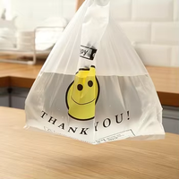 Vente en gros, fourre-tout de supermarché réutilisable HDPE personnalisé, épicerie, plastique blanc clair, sac de transport pour t-shirt, sac à provisions